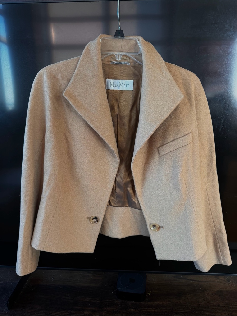 Max Mara Italy 100% Camelwool Cropped Single Breasted Jacket Blazer US 10 - Picture 3 of 12